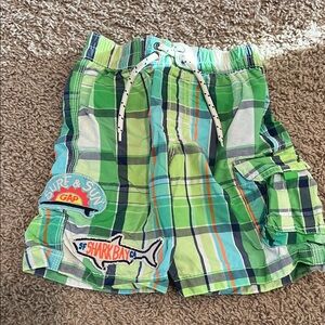 GAP Kids Green Plaid Swim Shorts
